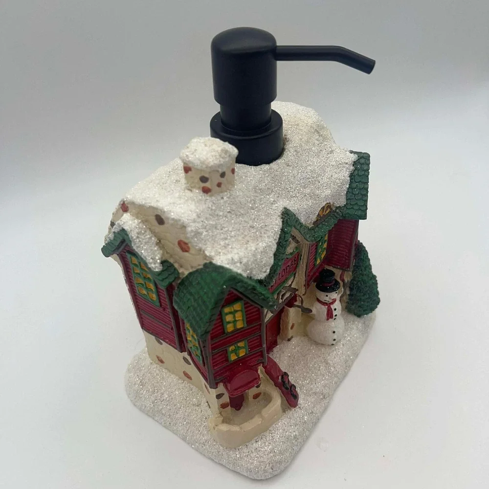 Christmas‎ Ski Lodge Soap Dispenser Snowman Tree Winter Holiday Decor